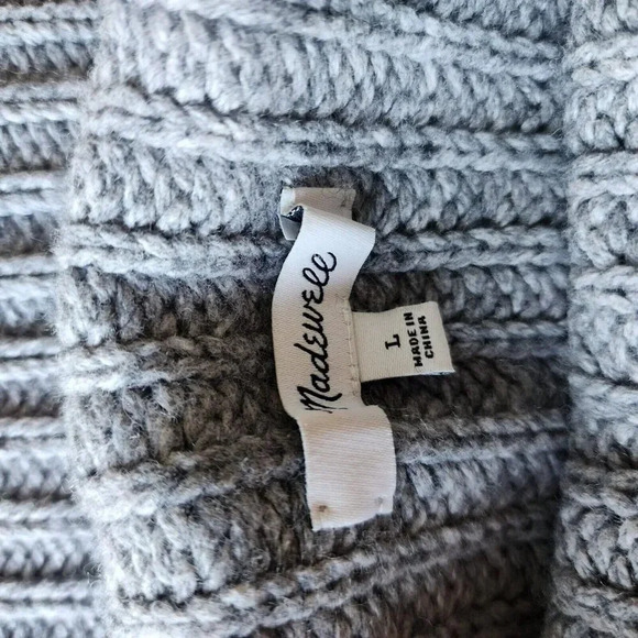 Madewell Cotton Wool Blend Nordstrom Sweater Gray Mock Neck Long Sleeve Large - Picture 8 of 11